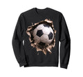 Soccer Ball Torn Fabric Bursting 3D Sweatshirt - Minimalist Print Men Women - T-Shirt, Sweatshirt, Hoodie