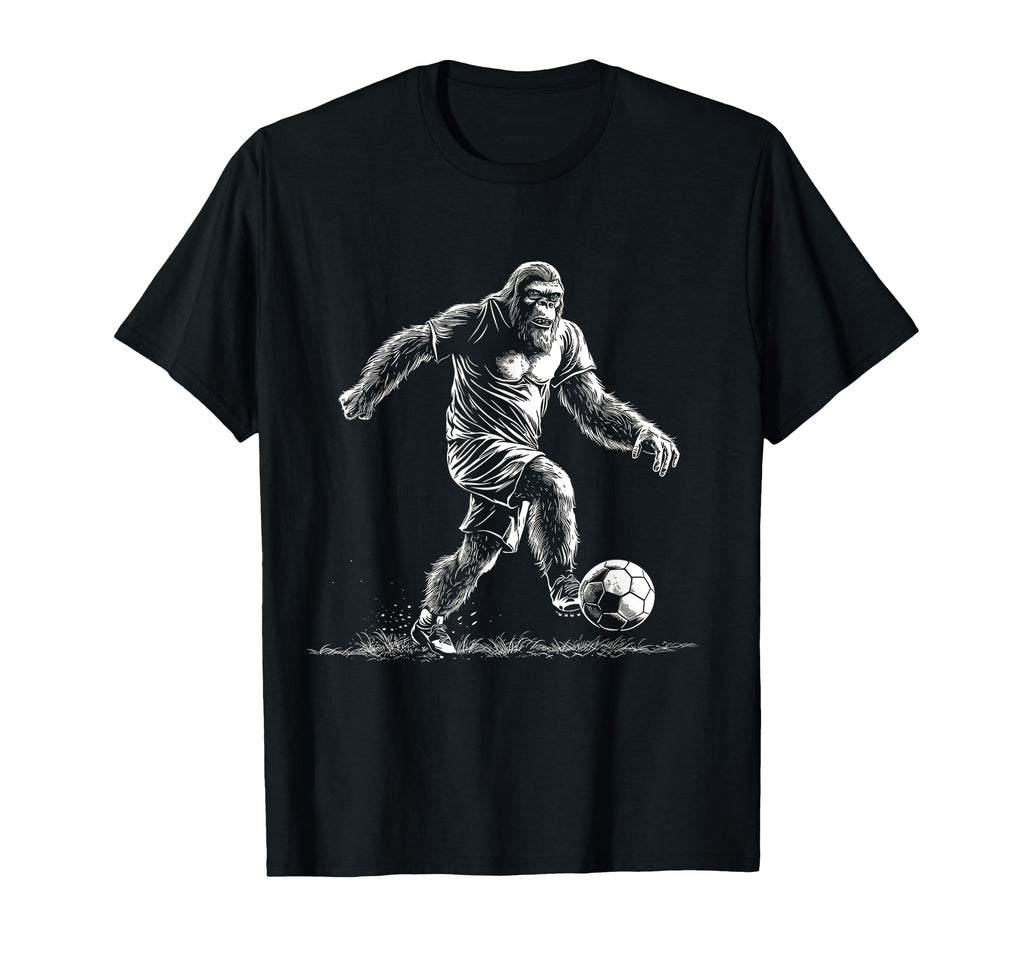 Bigfoot Playing Soccer Player Funny T-Shirt - Custom Art Print Men Women - T-Shirt, Sweatshirt, Hoodie