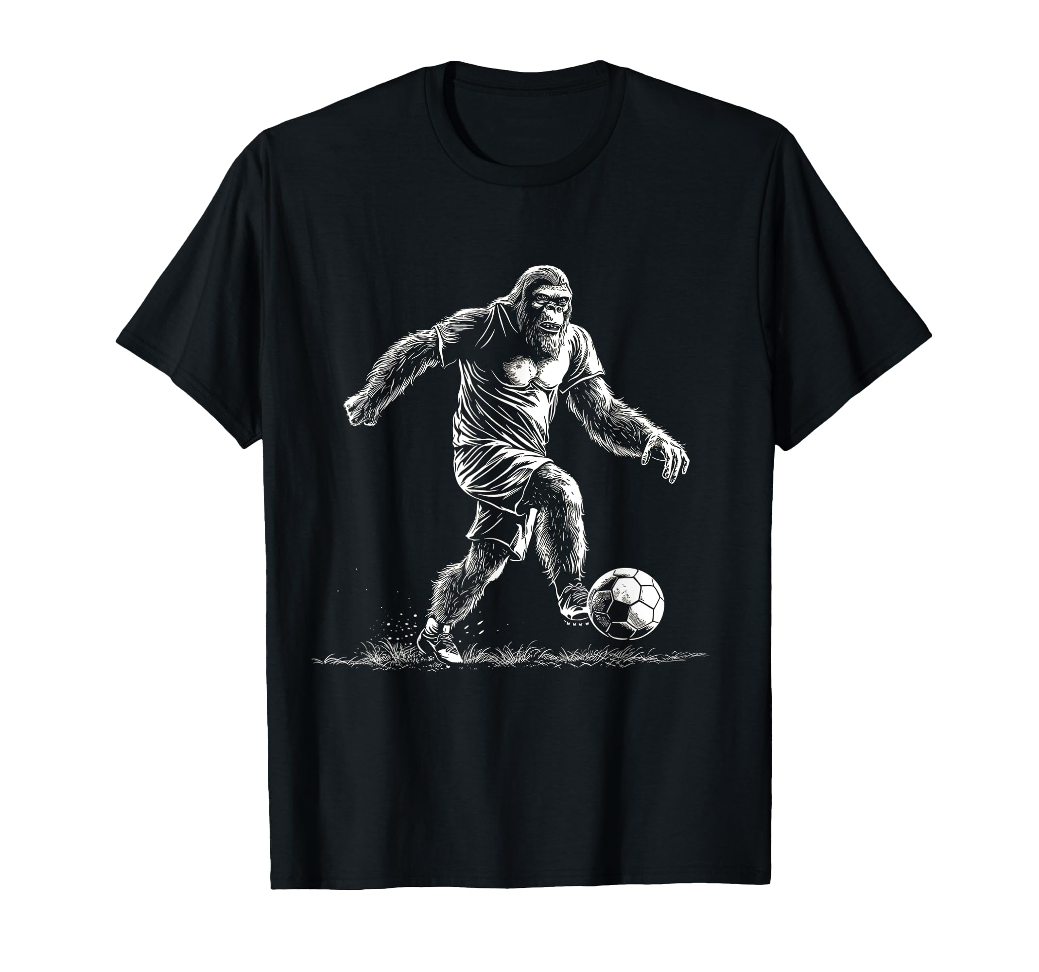 Bigfoot Playing Soccer Player Funny T-Shirt - Custom Art Print Men Women - T-Shirt, Sweatshirt, Hoodie