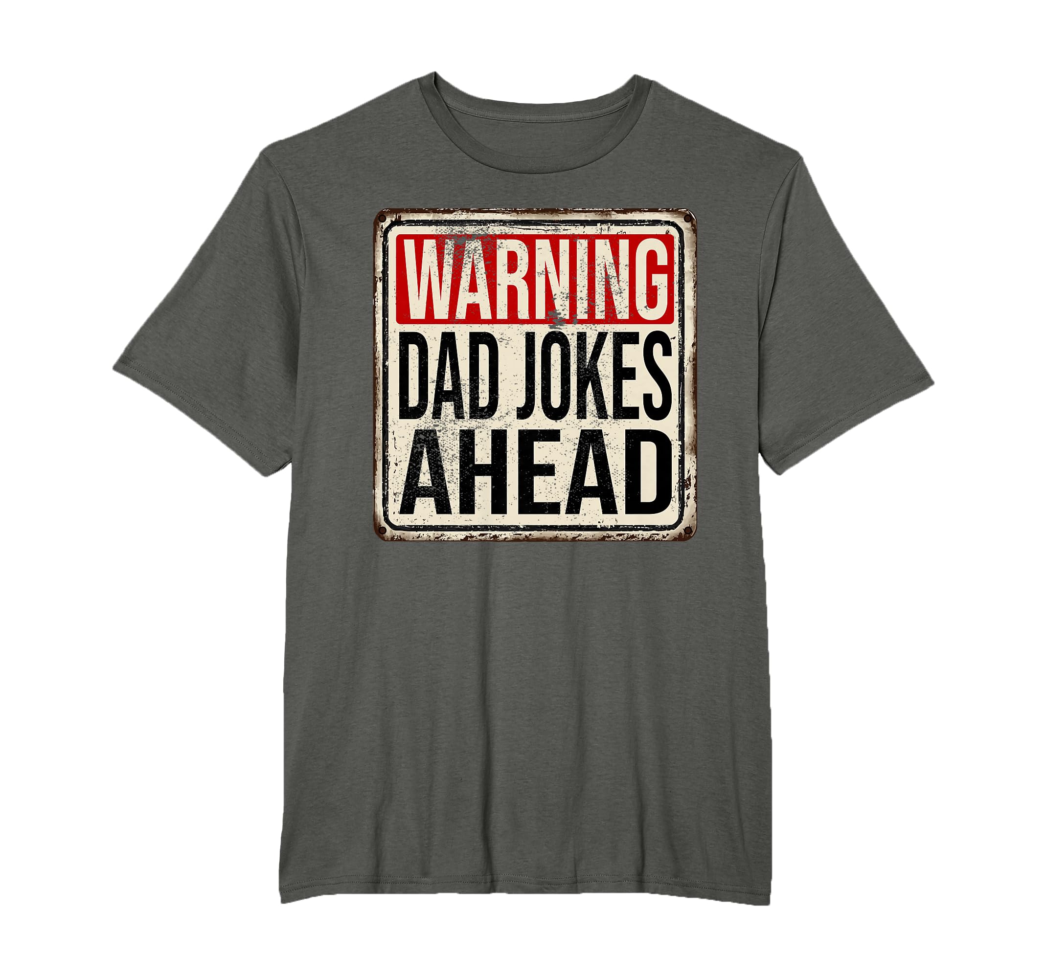 Mens Warning Dad Jokes Ahead Sign T-Shirt - Graphic Print for Adults - T-Shirt, Sweatshirt, Hoodie
