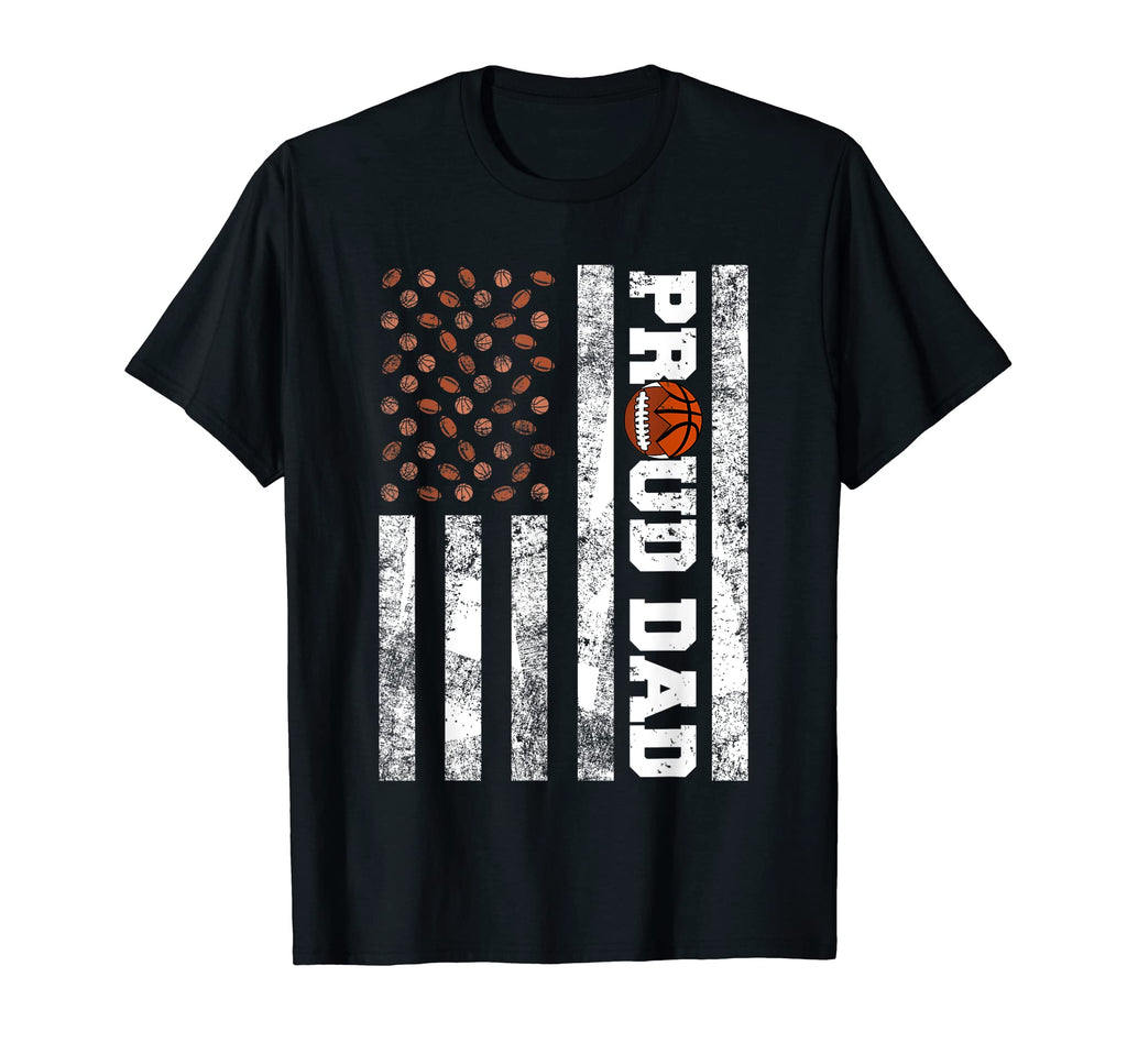 Proud Dad American Flag Funny Football T-Shirt - Graphic Print Men Women - T-Shirt, Sweatshirt, Hoodie