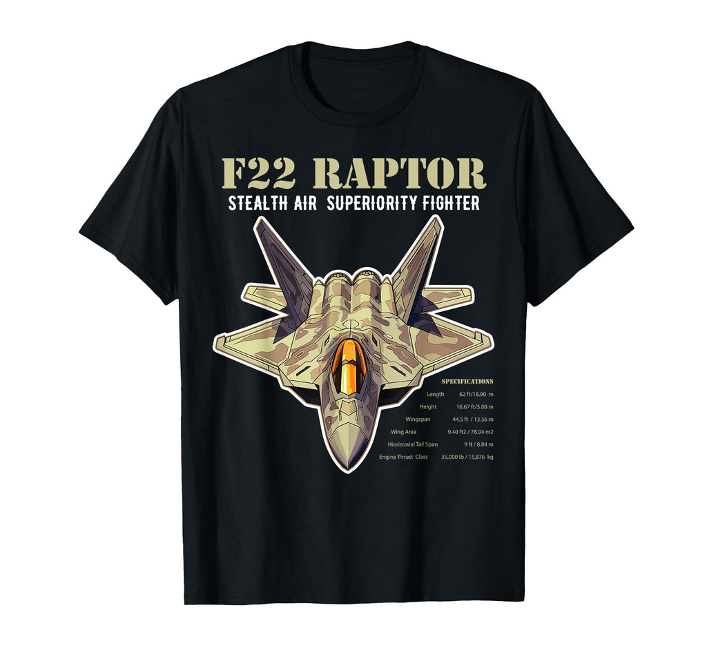F 22 Raptor Fighter Jet Military T-Shirt - Minimalist Print for Adults - T-Shirt, Sweatshirt, Hoodie