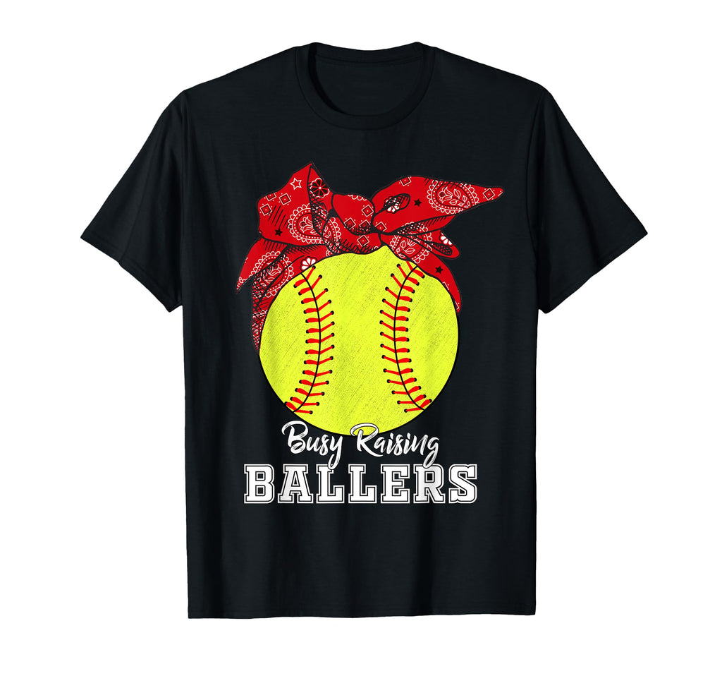 Busy Raising Ballers Softball Softball T-Shirt - Unique Graphic for Adults - T-Shirt, Sweatshirt, Hoodie