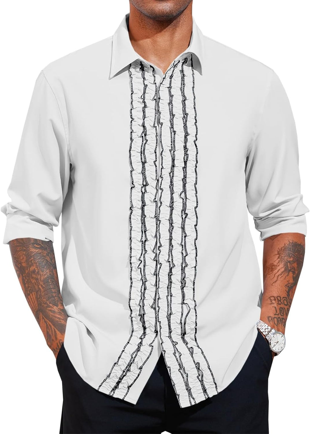 Mens Ruffle Tuxedo 80s Medieval Retro Costume Tops - Adult & Kids T-Shirts, Sweatshirts & Hoodies apparel design preview 1
