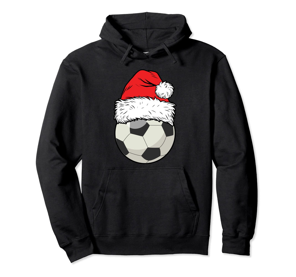 Soccer Football Santa Hat Matching Family Hoodie - Trendy Graphic Men Women - T-Shirt, Sweatshirt, Hoodie