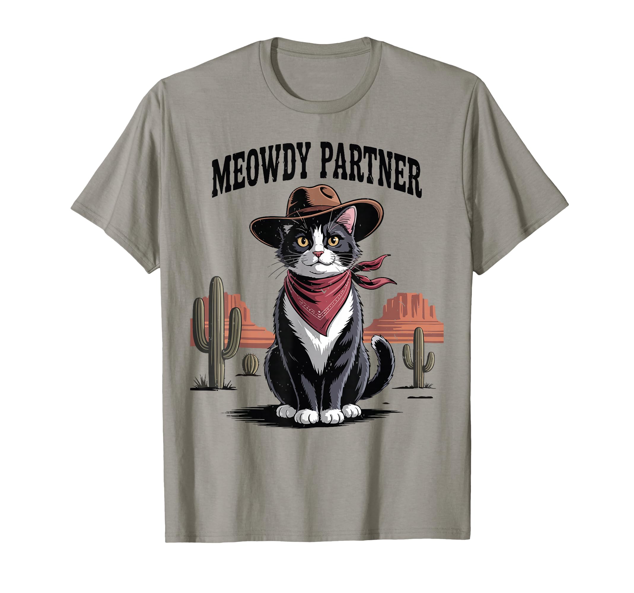 Meowdy Partner Cowboy Tuxedo Cat Dad T-Shirt - Fun Novelty Design Unisex - T-Shirt, Sweatshirt, Hoodie