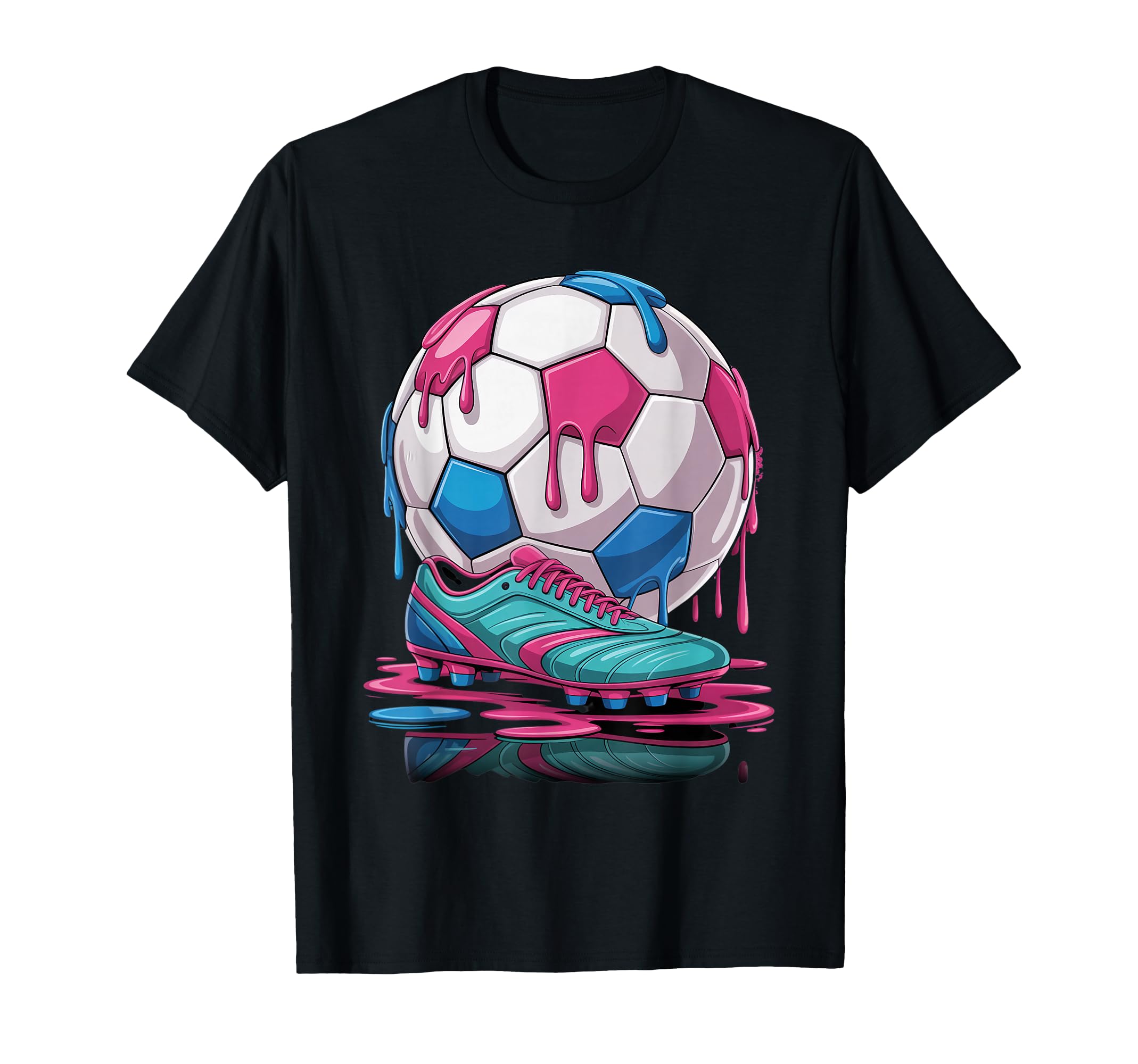 Soccer Ball Drip Ice Cream Drip T-Shirt - Casual Everyday Wear Men Women - T-Shirt, Sweatshirt, Hoodie