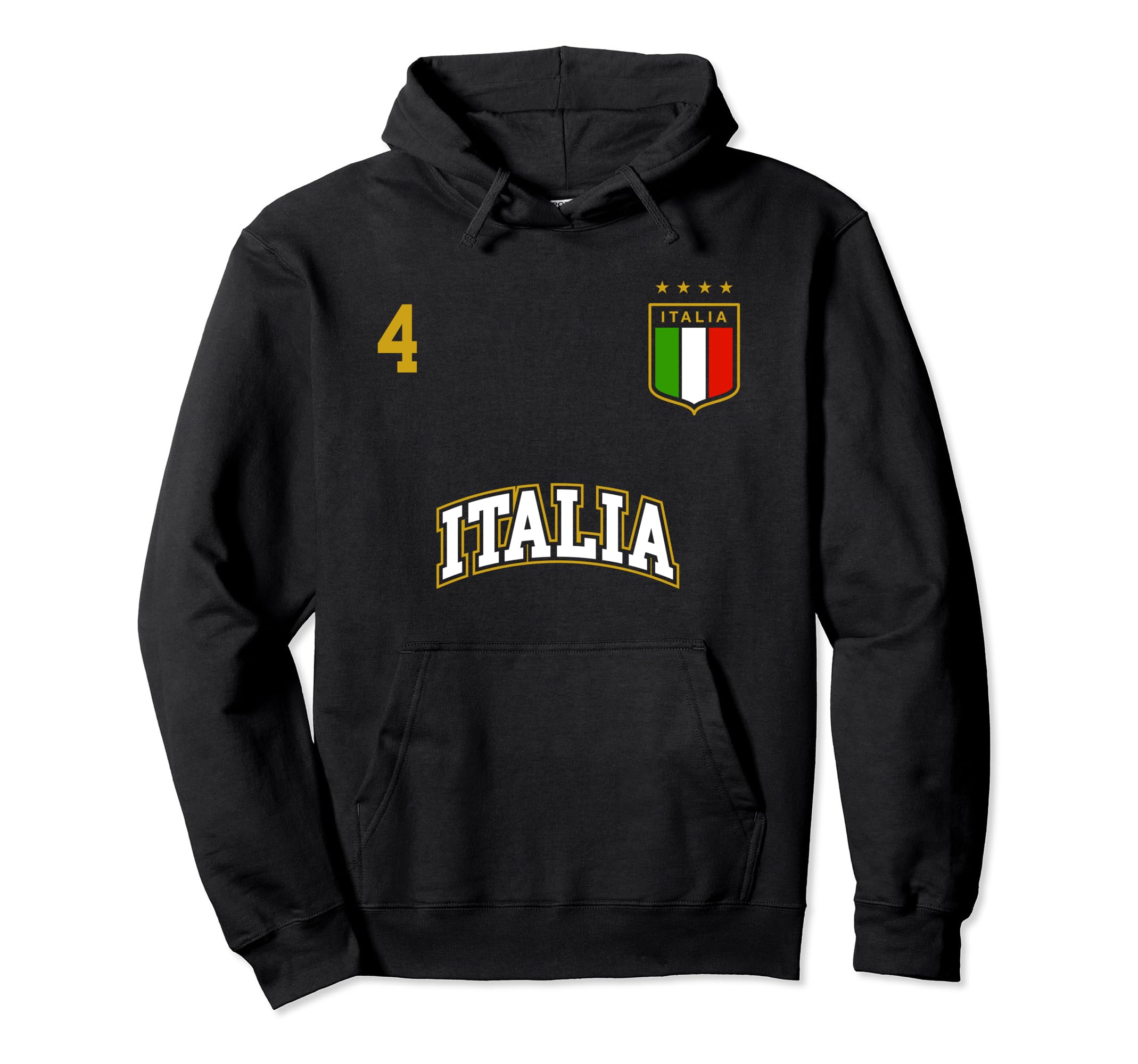 Italy Soccer Team Number 4 Sports Hoodie - Graphic Print for Adults - T-Shirt, Sweatshirt, Hoodie