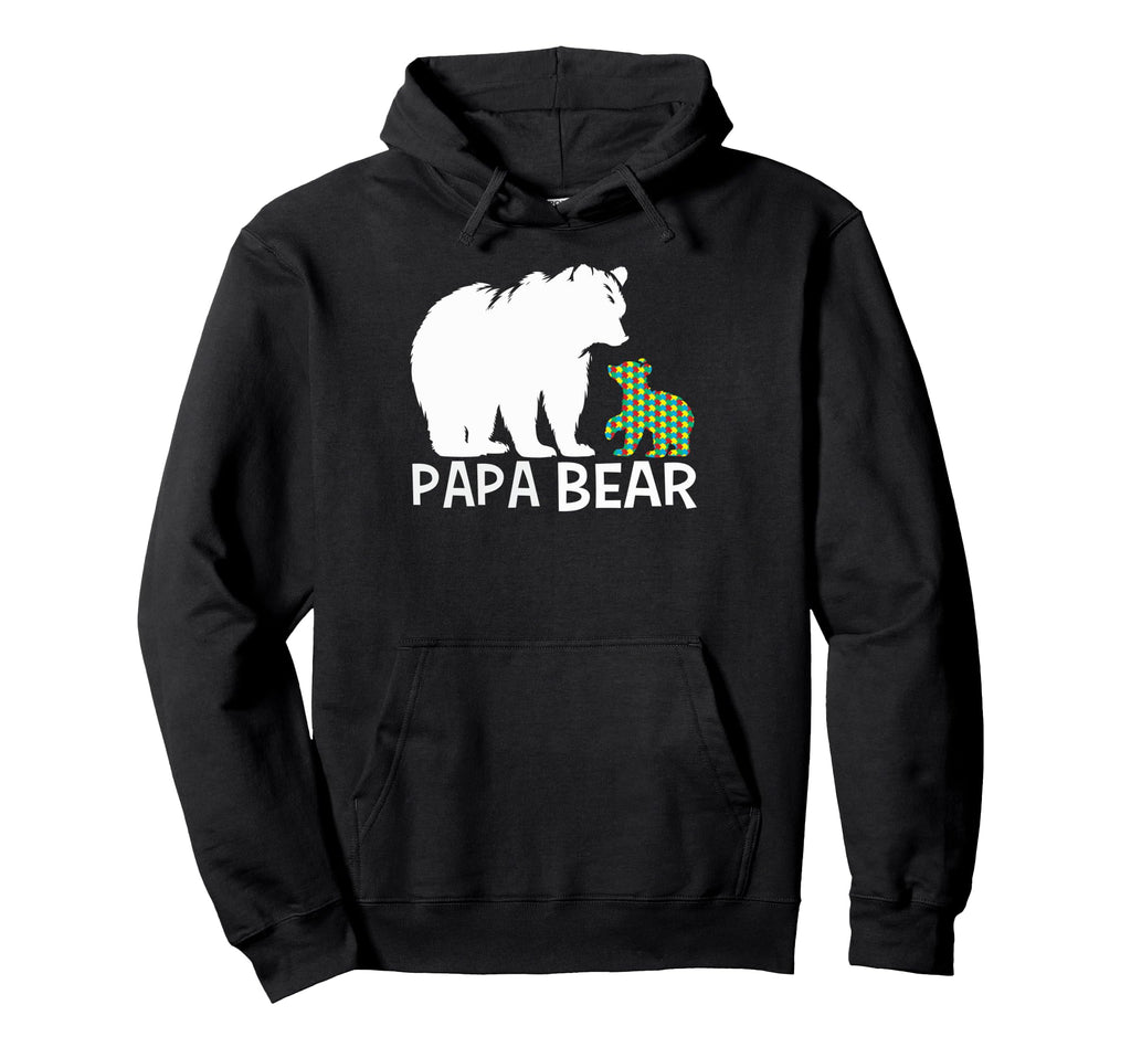 Papa Bear Autism Month Support Matching Hoodie - Unique Graphic Unisex - T-Shirt, Sweatshirt, Hoodie