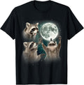 Raccoon 3 Racoons Howling at Moon Funny Weird Cursed - Adult & Kids T-Shirts, Sweatshirts & Hoodies apparel design preview 1