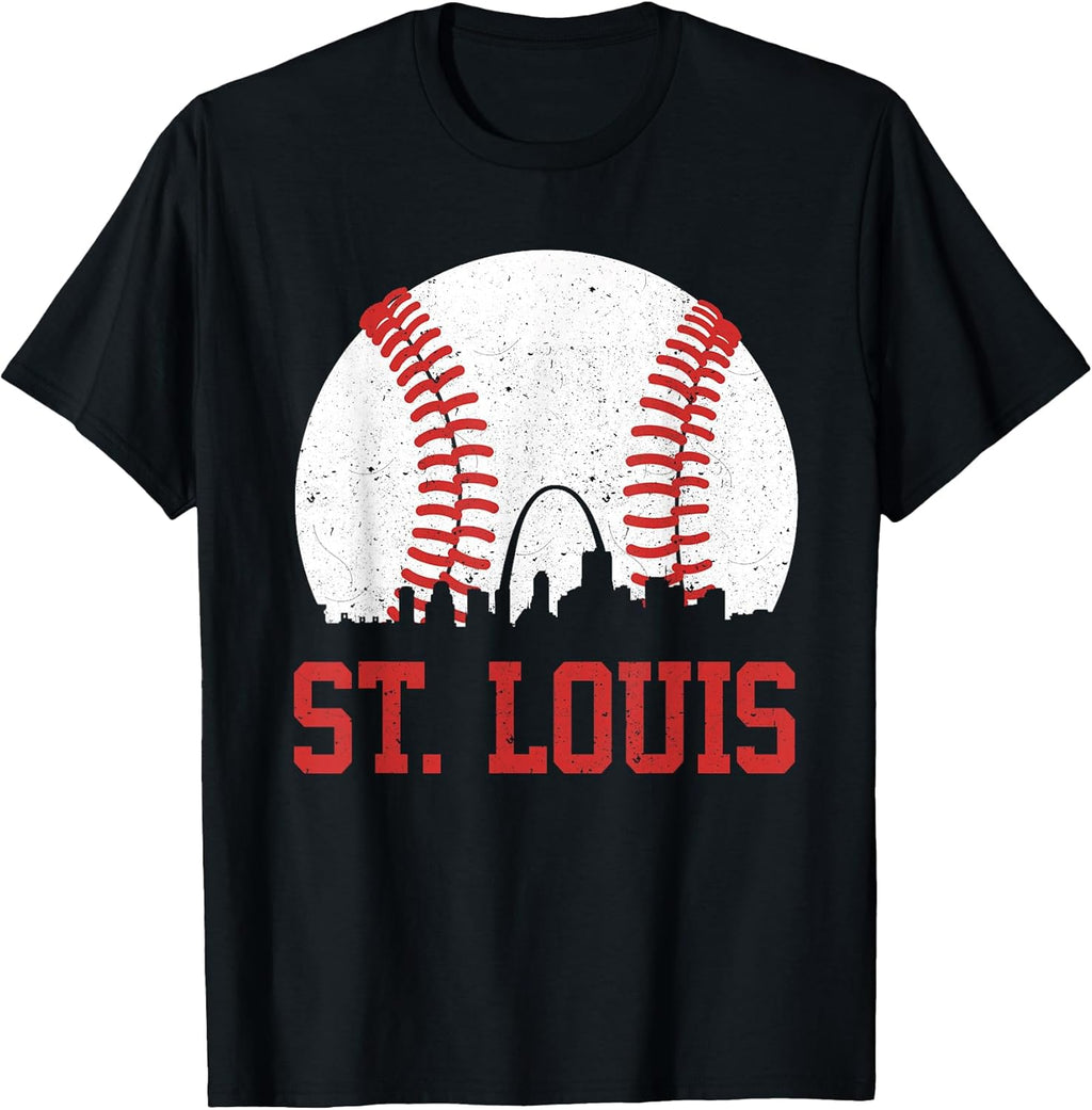 St. Louis Cityscape Vintage Baseball City Men Women - Adult & Kids T-Shirts, Sweatshirts & Hoodies apparel design preview 1