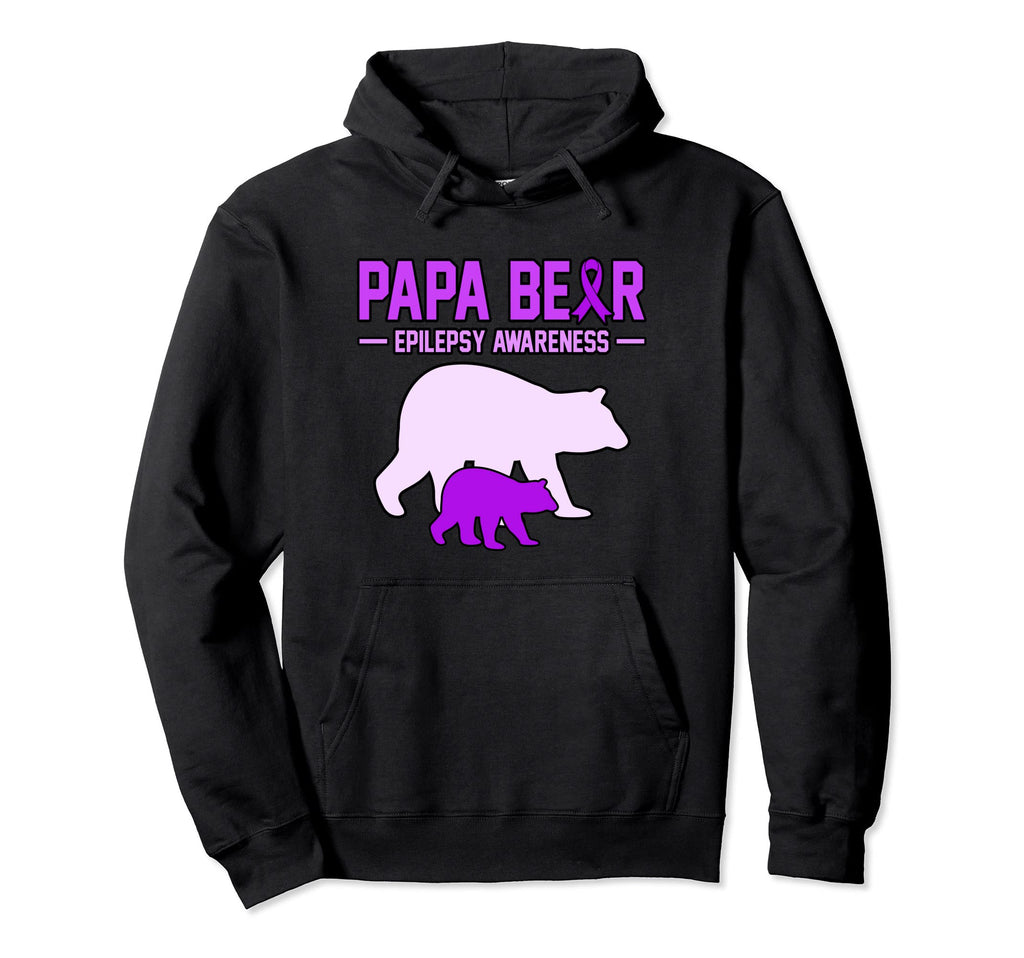 Papa Bear Epilepsy Awareness Month Hoodie - Fun Novelty Design Men Women - T-Shirt, Sweatshirt, Hoodie