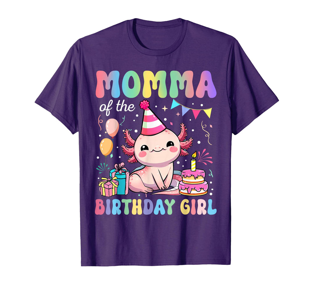 Momma Birthday Axolotl Bday Party T-Shirt - Aesthetic Graphic Men Women - T-Shirt, Sweatshirt, Hoodie