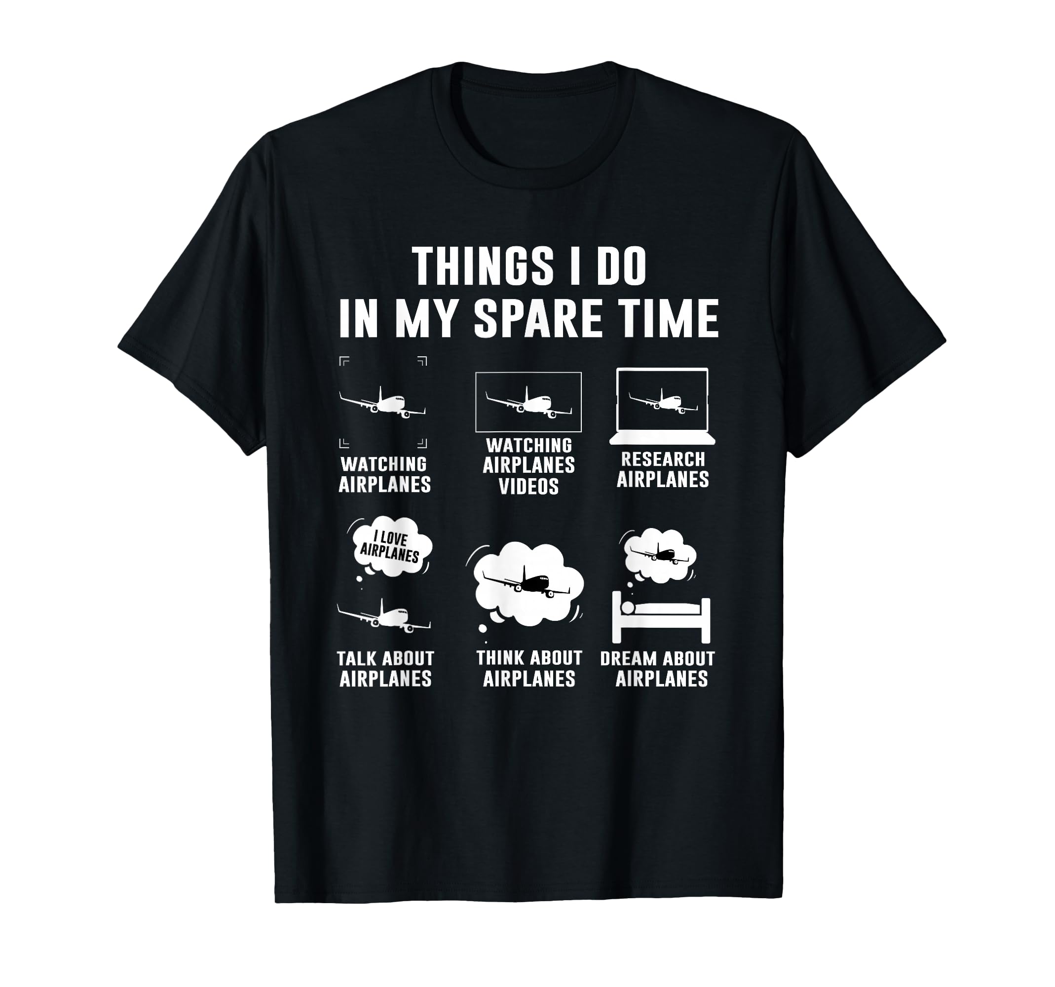 Things I Do My Spare Time Airplane T-Shirt - Minimalist Print for Adults - T-Shirt, Sweatshirt, Hoodie