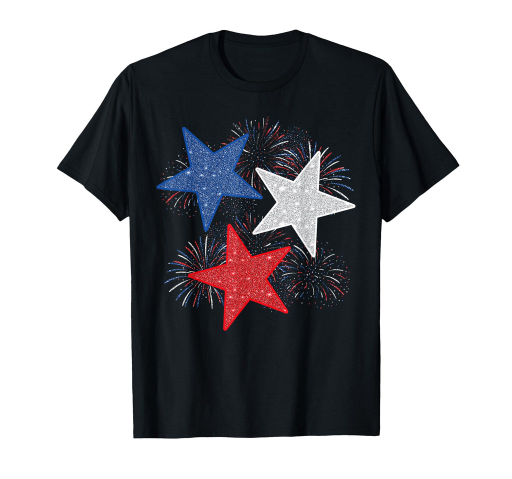Stars American Flag Fireworks 4Th July T-Shirt - Unique Graphic for Adults - T-Shirt, Sweatshirt, Hoodie