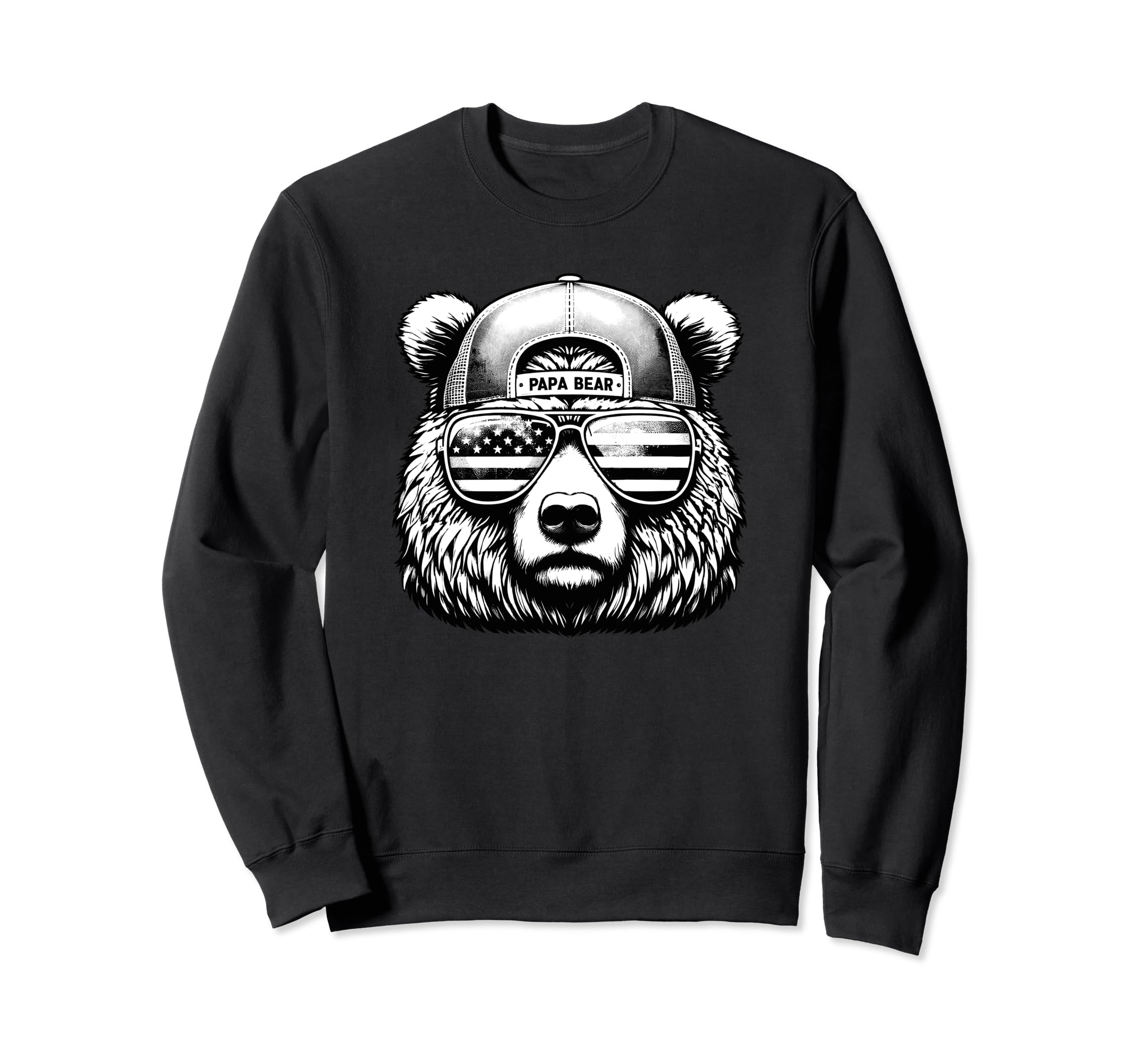 Papa Bear Face Sunglases 4Th July Sweatshirt - Graphic Print for Adults - T-Shirt, Sweatshirt, Hoodie