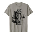 Funny Outdoor Hiking Cat Backpacking T-Shirt - Custom Art Print Unisex - T-Shirt, Sweatshirt, Hoodie