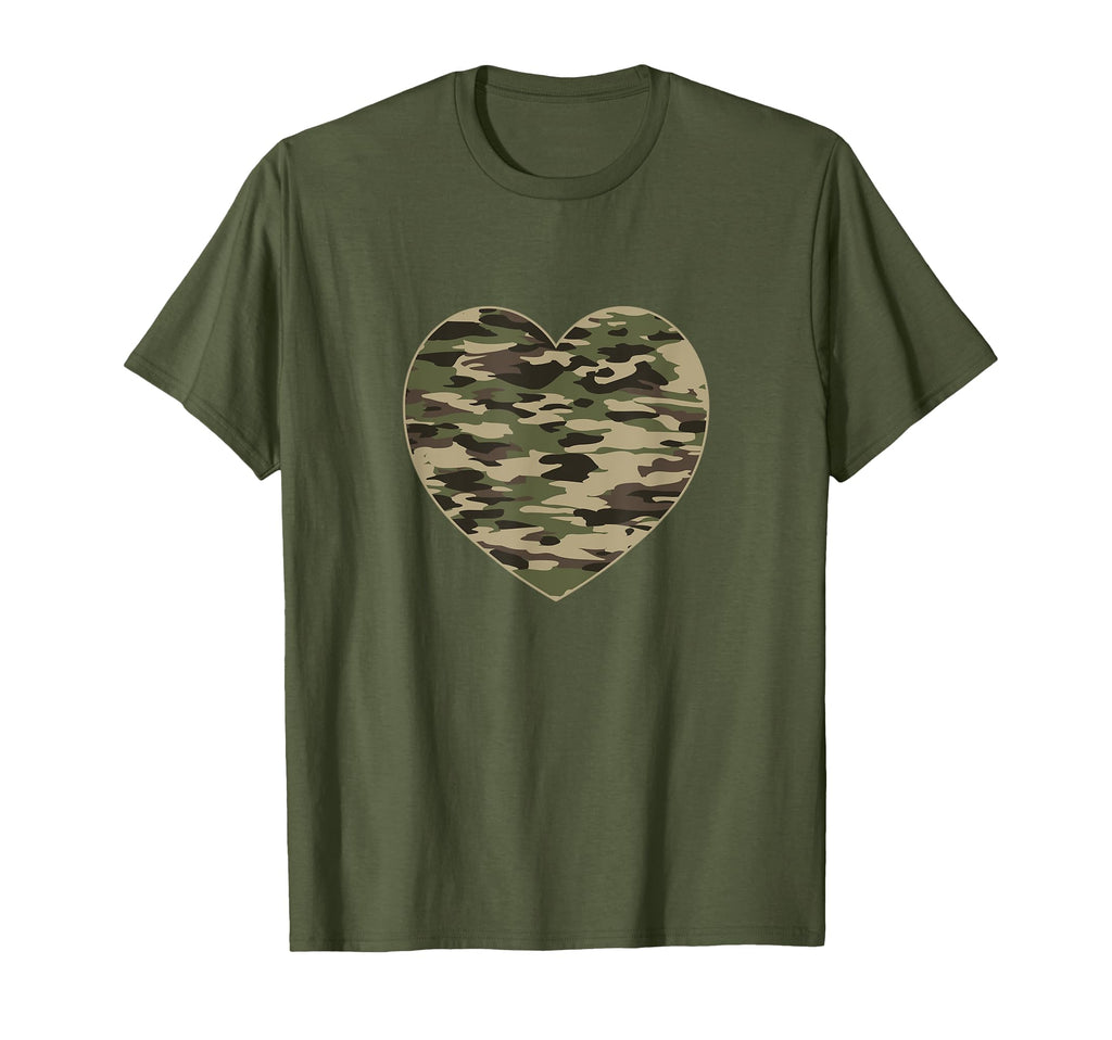 Camo Heart Wife Or Veteran Dad T-Shirt - Minimalist Print for Adults - T-Shirt, Sweatshirt, Hoodie