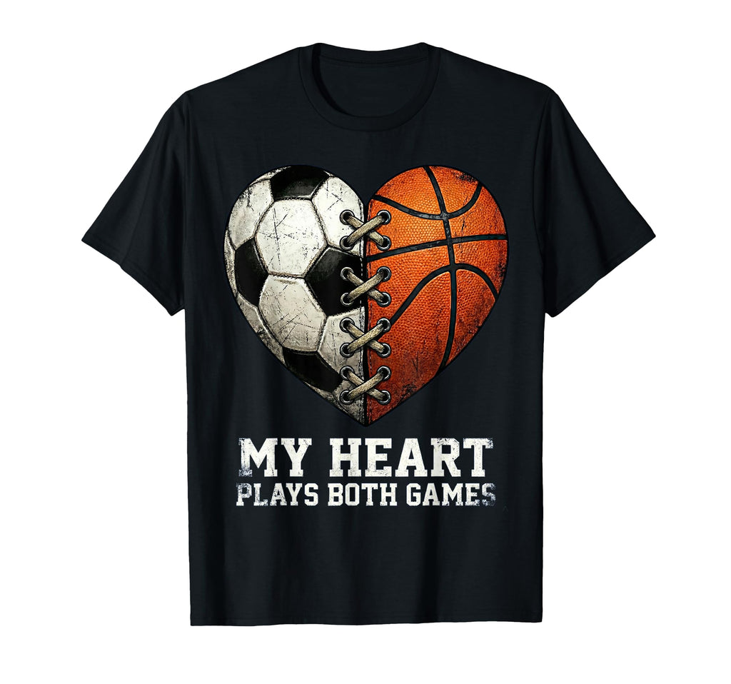Soccer And Basketball Heart Dual Sport T-Shirt - Aesthetic Graphic Unisex - T-Shirt, Sweatshirt, Hoodie