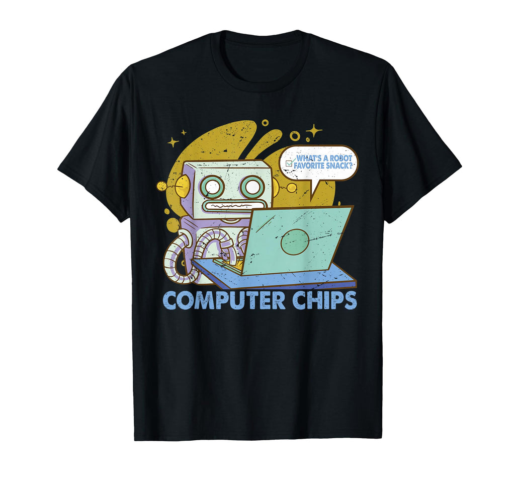 Whats Robot Favorite Snack Funny Dad Jokes T-Shirt - Unique Graphic Unisex - T-Shirt, Sweatshirt, Hoodie