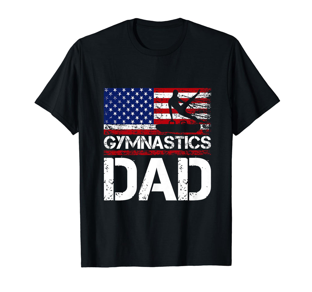 Gymnastics Dad American Flag Usa Father 4Th T-Shirt - Graphic Print Unisex - T-Shirt, Sweatshirt, Hoodie