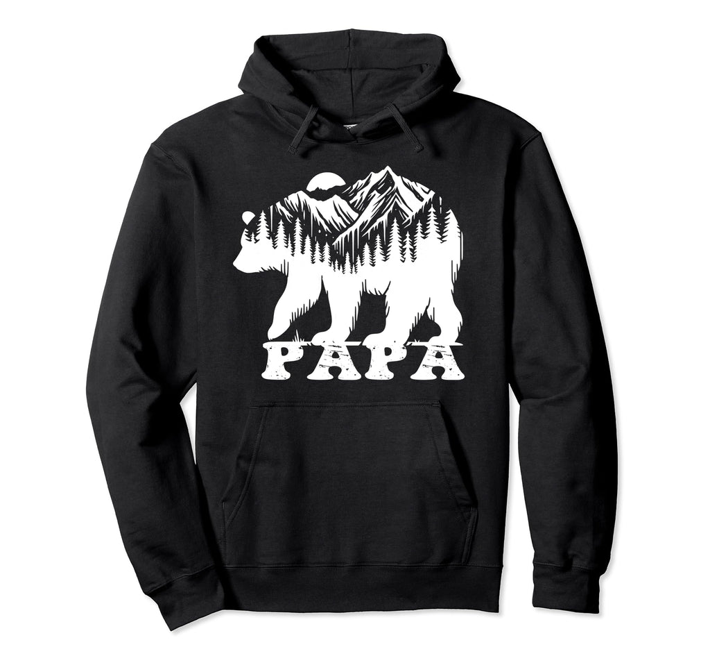 Papa Bear Forest Lake Mountain Scene Hoodie - Trendy Graphic Unisex - T-Shirt, Sweatshirt, Hoodie