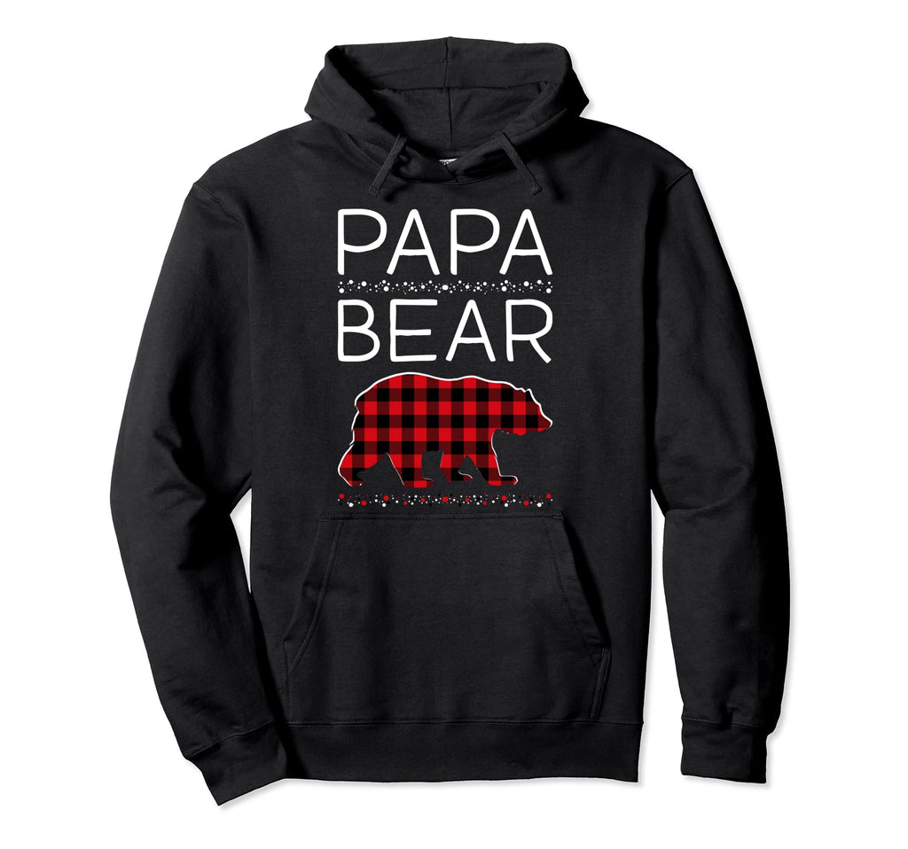 Papa Bear Pajamas Matching Family Plaid Hoodie - Minimalist Print Men Women - T-Shirt, Sweatshirt, Hoodie