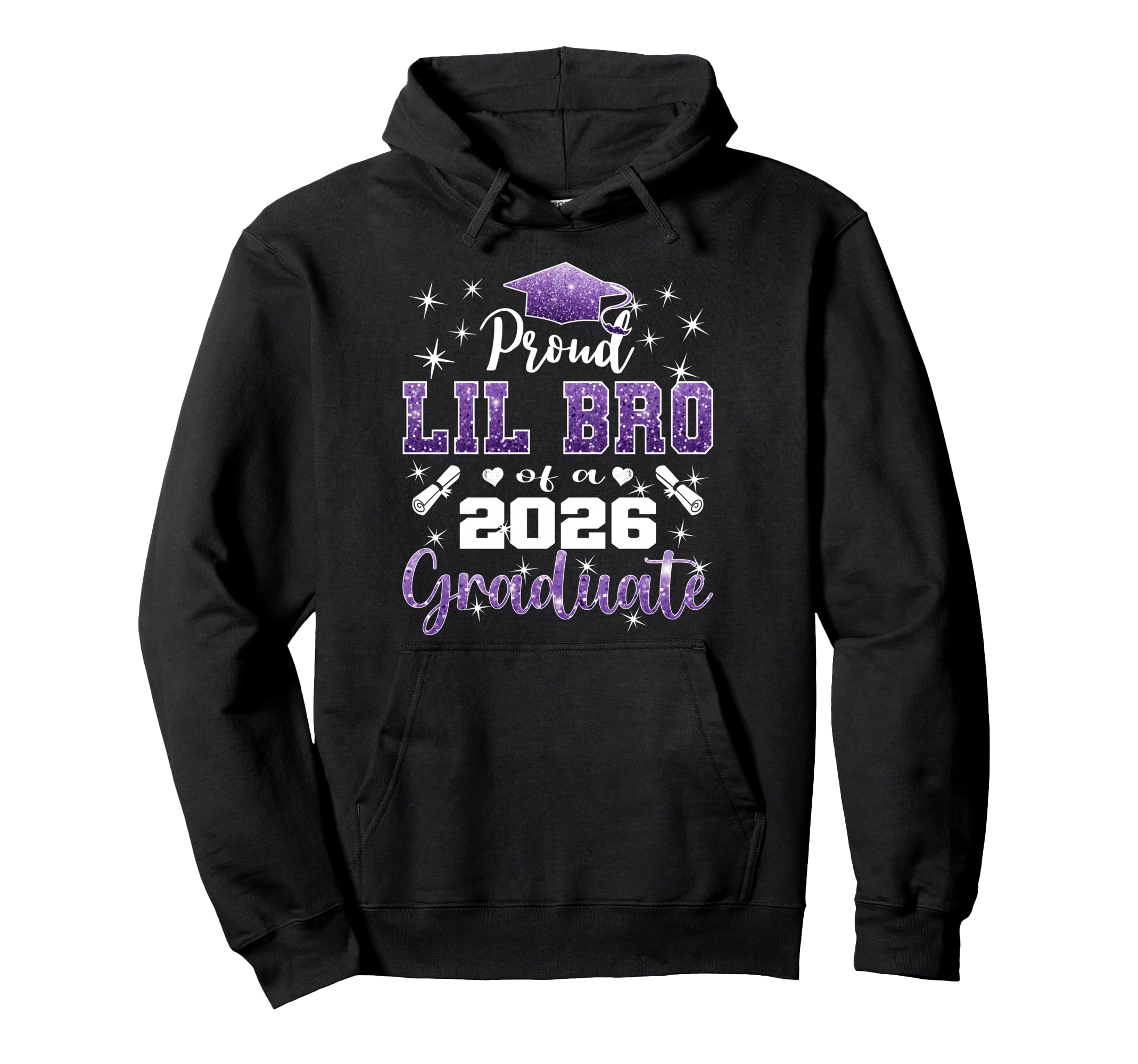 Super Proud Lil Bro 2026 Graduate Hoodie - Novelty Apparel for Adults - T-Shirt, Sweatshirt, Hoodie