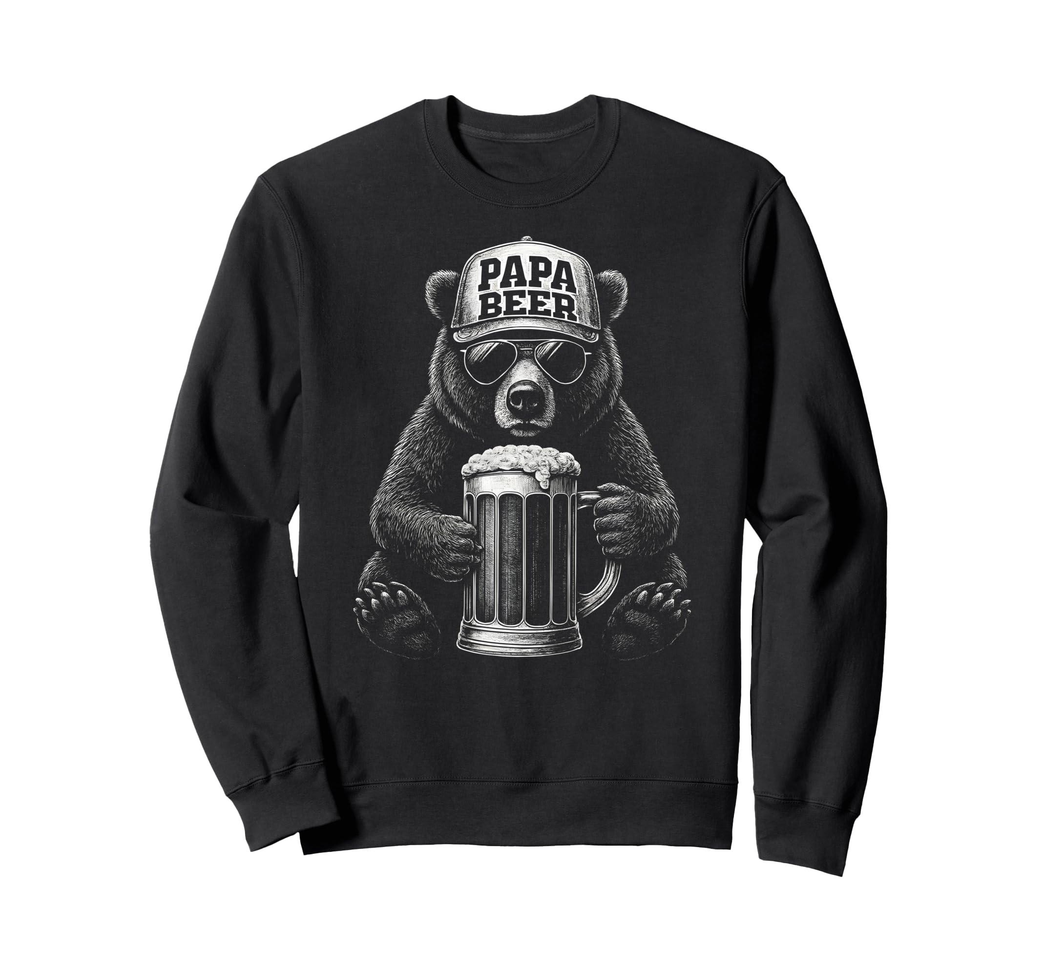 Papa Beer Funny Dad Bear Drinking Sweatshirt - Casual Everyday Wear Unisex - T-Shirt, Sweatshirt, Hoodie