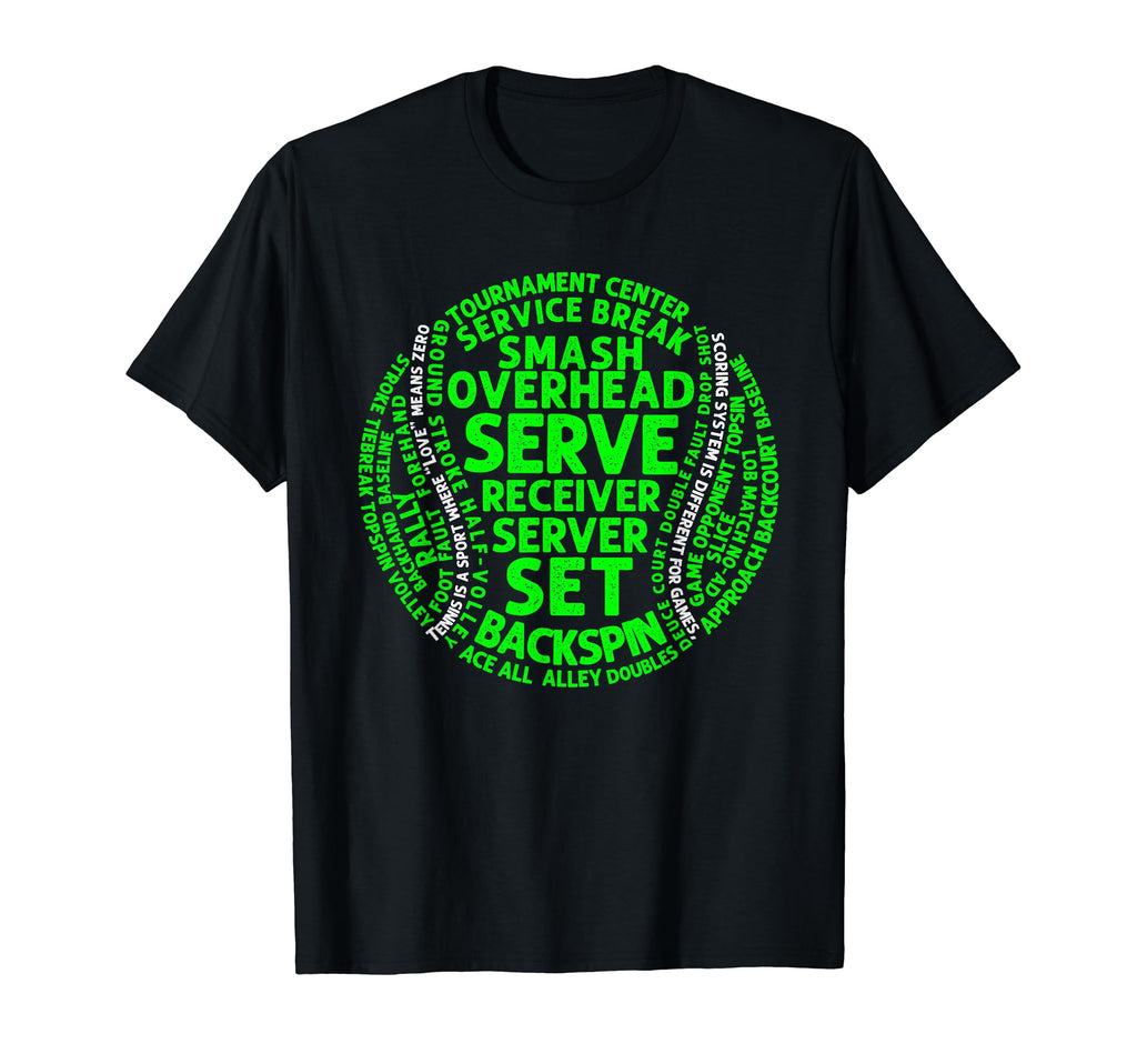Funny Tennis Tennis Coach Word Cloud T-Shirt - Fun Novelty Design Unisex - T-Shirt, Sweatshirt, Hoodie