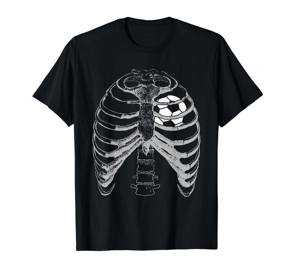 Soccer Heart Ribcage Halloween Soccer T-Shirt - Casual Everyday Wear Unisex - T-Shirt, Sweatshirt, Hoodie