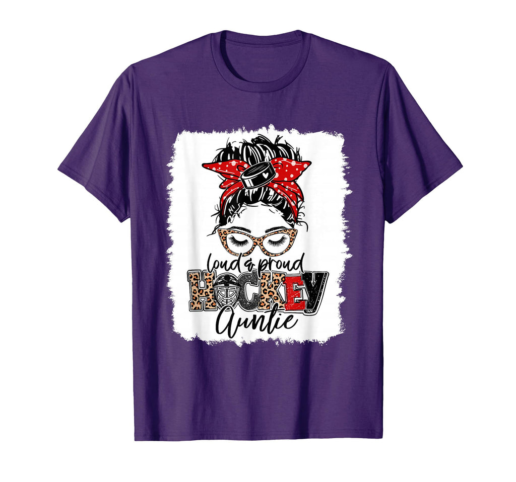 Hockey Auntie Messy Bun Aunt Game Day T-Shirt - Trendy Graphic Men Women - T-Shirt, Sweatshirt, Hoodie