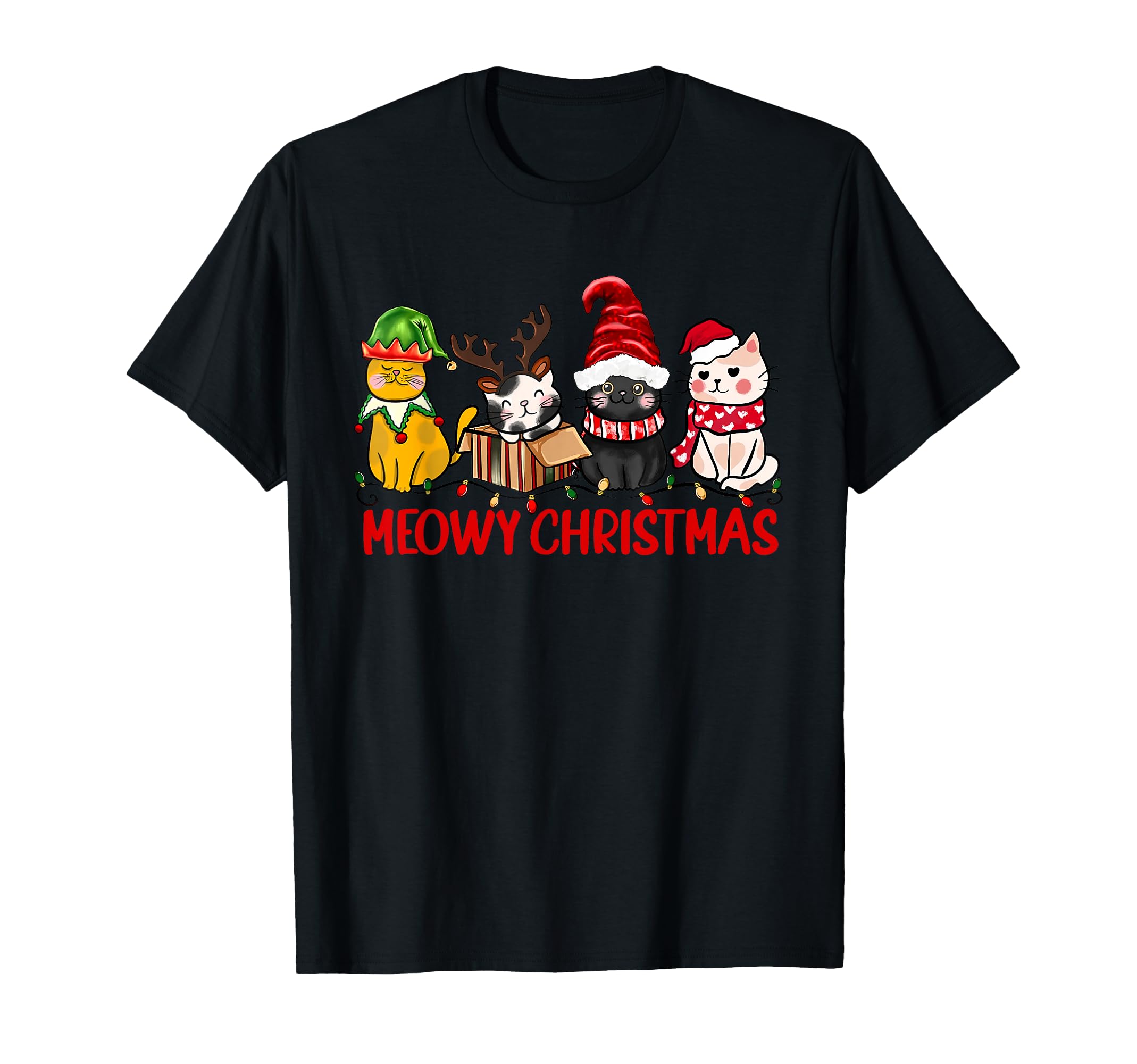 Funny Cats Kitten Cats Santa Hat T-Shirt - Minimalist Print for Adults - T-Shirt, Sweatshirt, Hoodie