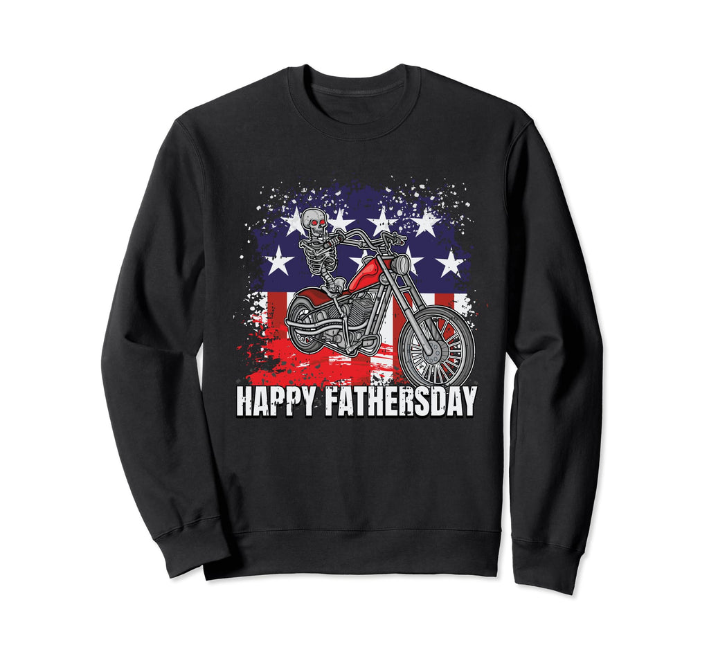 Skeleton Riding Motorcycle Happy Sweatshirt - Unique Graphic for Adults - T-Shirt, Sweatshirt, Hoodie