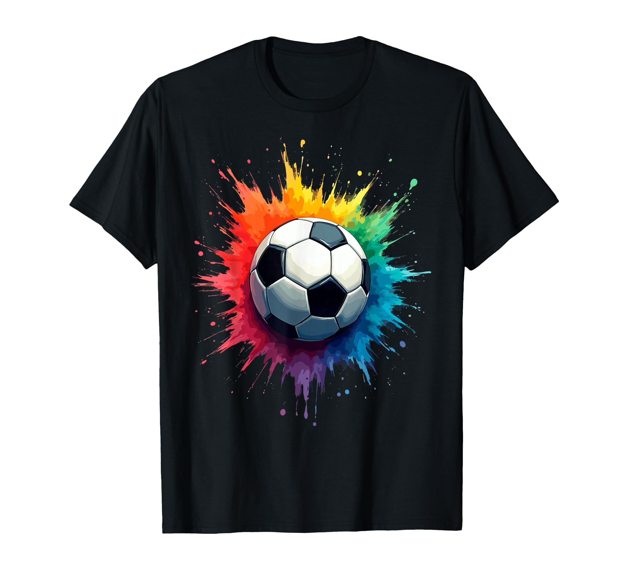 Colorful Splash Art Soccer Football Ball T-Shirt - Graphic Print Men Women - T-Shirt, Sweatshirt, Hoodie