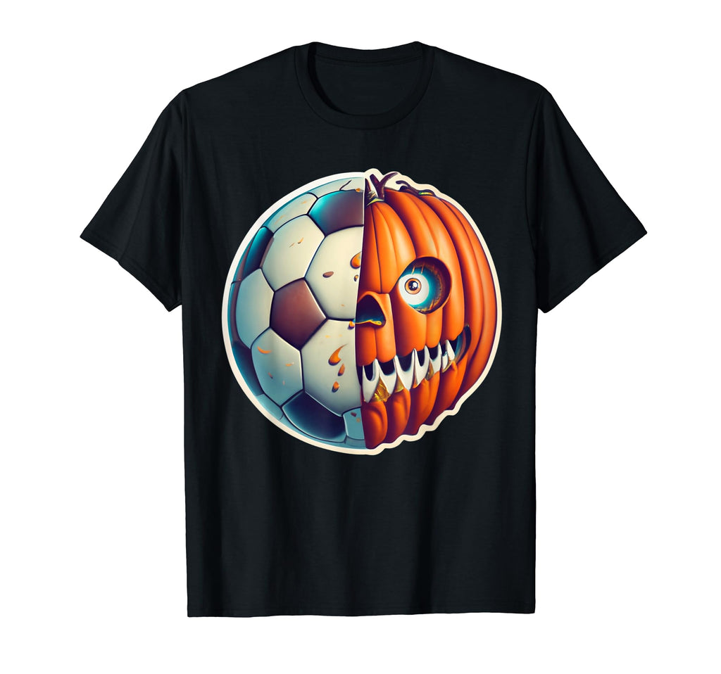 Soccer Ball Pumpkin Skull Halloween T-Shirt - Trendy Graphic Men Women - T-Shirt, Sweatshirt, Hoodie