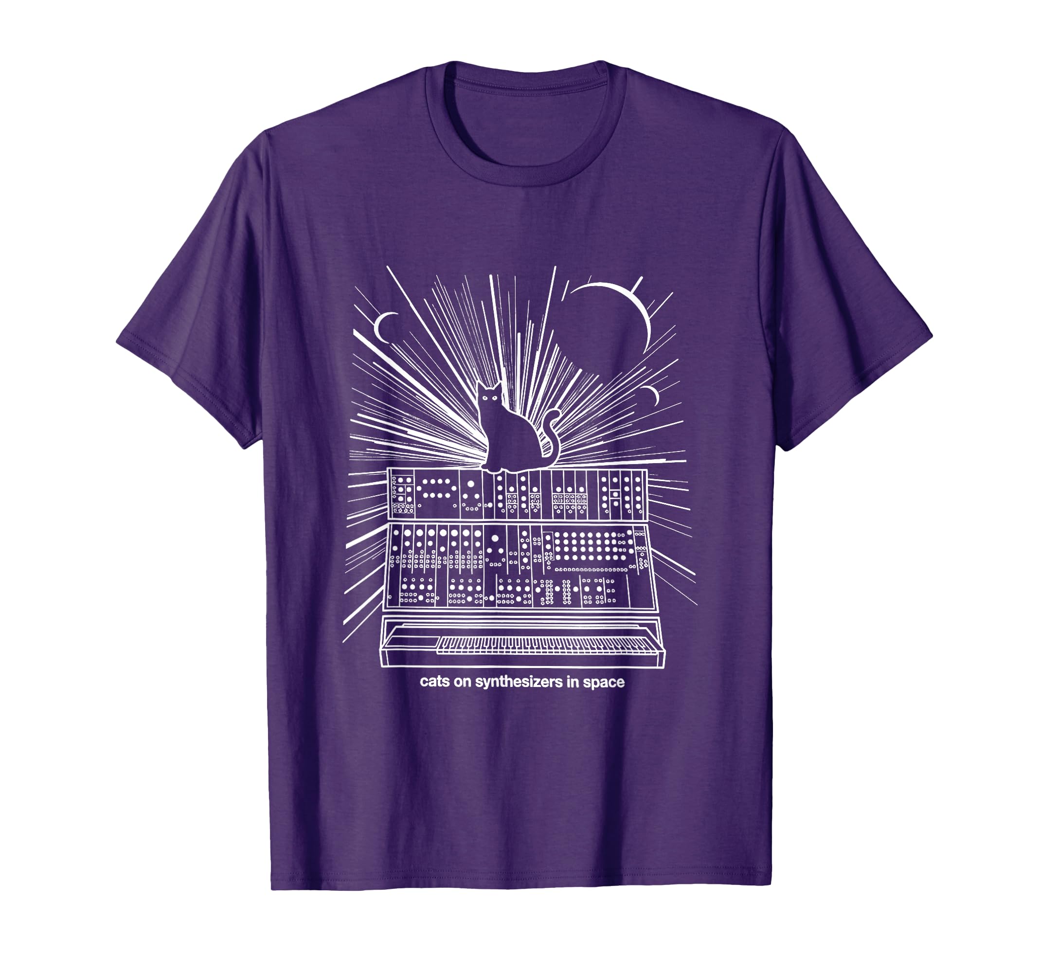 Cats Synthesizers Space Cat Owner T-Shirt - Casual Everyday Wear Unisex - T-Shirt, Sweatshirt, Hoodie