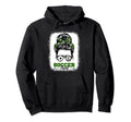 Soccer Aunt Messy Bun Bleached Soccer Hoodie - Trendy Graphic Unisex - T-Shirt, Sweatshirt, Hoodie