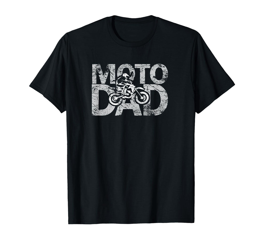 Moto Dad Dirt Bike Jersey Distressed T-Shirt - Graphic Print for Adults - T-Shirt, Sweatshirt, Hoodie