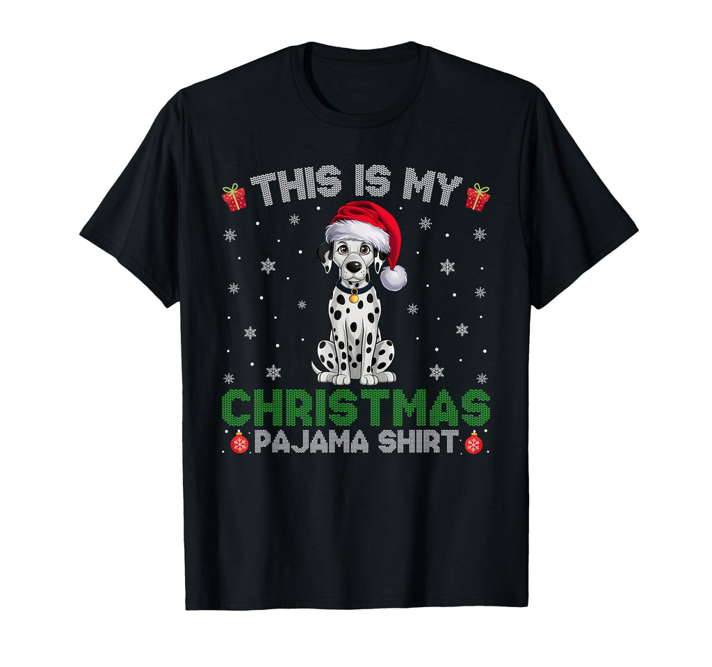 Dalmatian Dog Wearing Santa Hat T-Shirt - Minimalist Print for Adults - T-Shirt, Sweatshirt, Hoodie