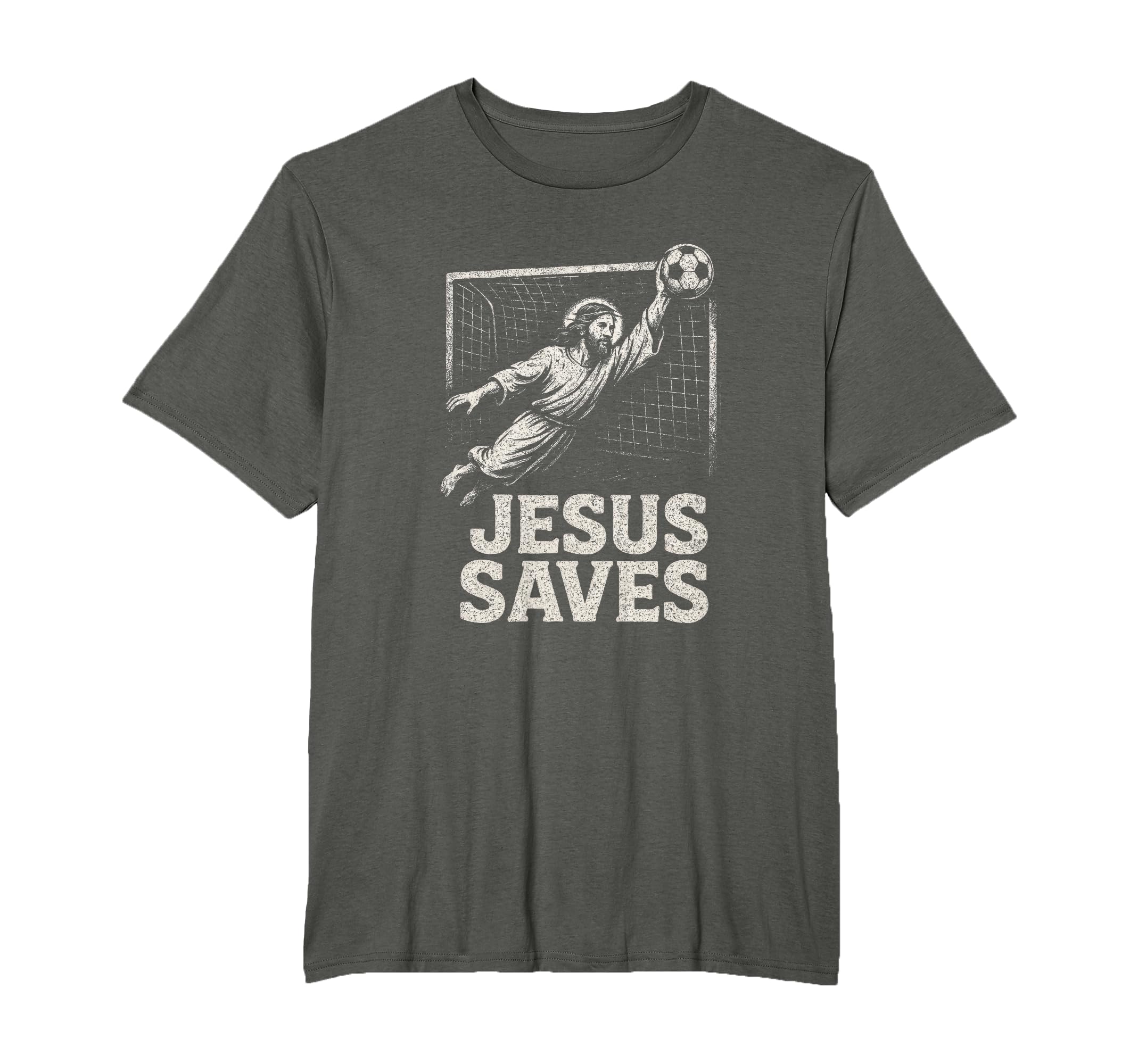 Jesus Saves Soccer Goalie Christian T-Shirt - Minimalist Print for Adults - T-Shirt, Sweatshirt, Hoodie