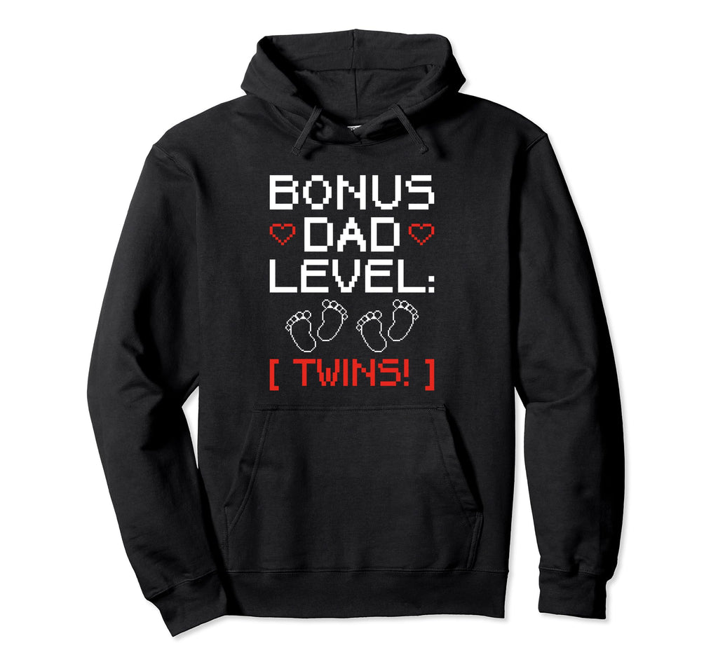 Gaming Twin Dad Bonus Level Gamer Dad Hoodie - Minimalist Print Men Women - T-Shirt, Sweatshirt, Hoodie