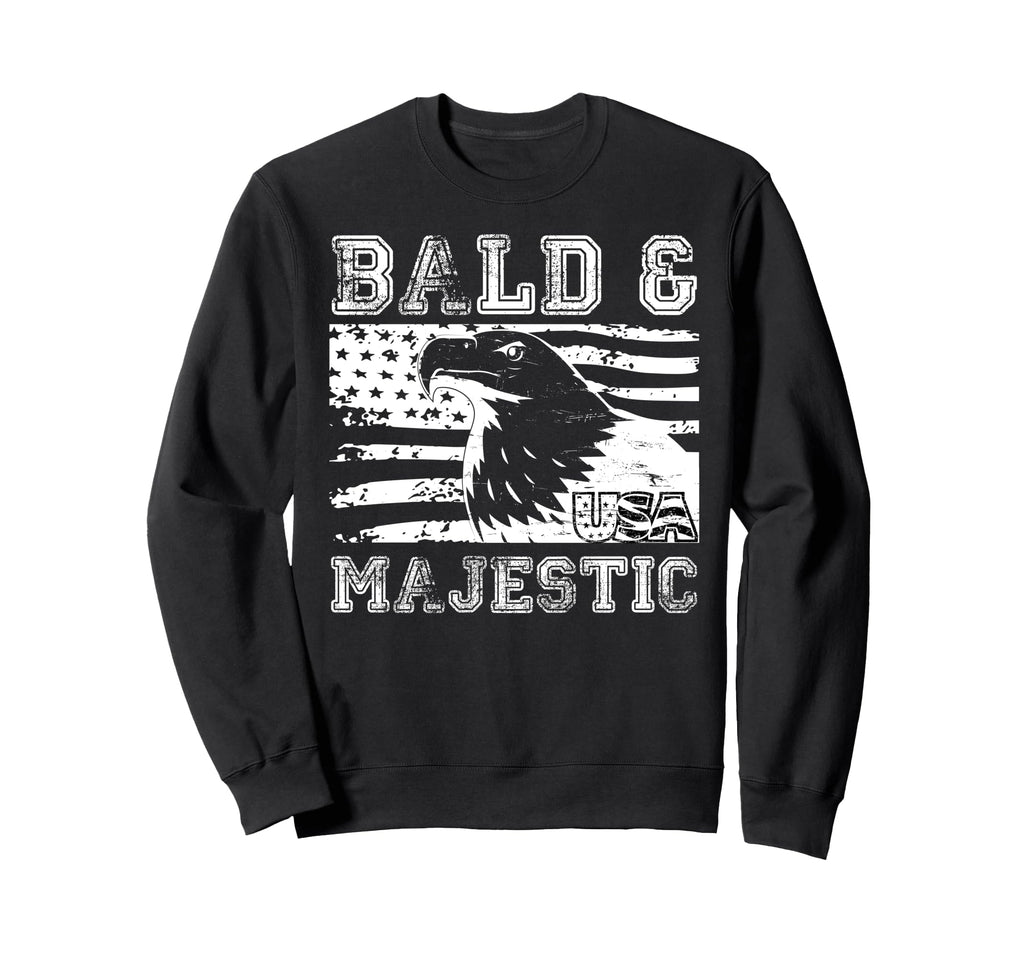 Bald Majestic Bald Guy Flag Dad Sweatshirt - Graphic Print for Adults - T-Shirt, Sweatshirt, Hoodie