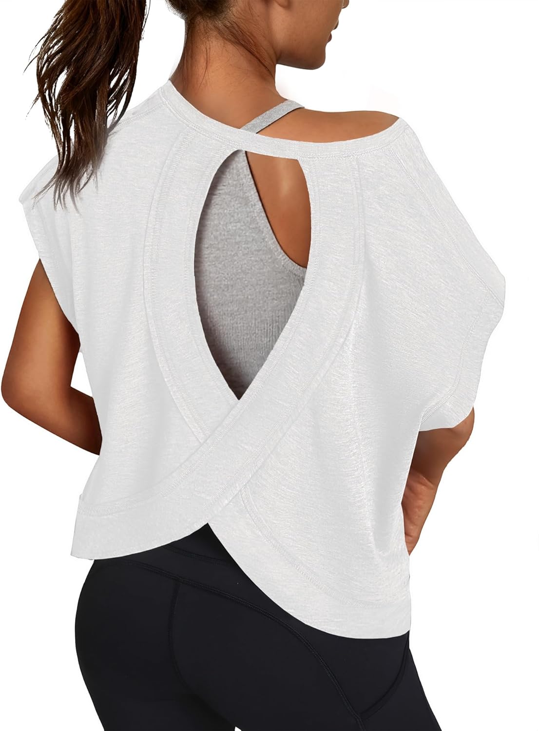 Women Open Back Workout Short Sleeve Tops Casual Yoga - Adult & Kids T-Shirts, Sweatshirts & Hoodies apparel design preview 1