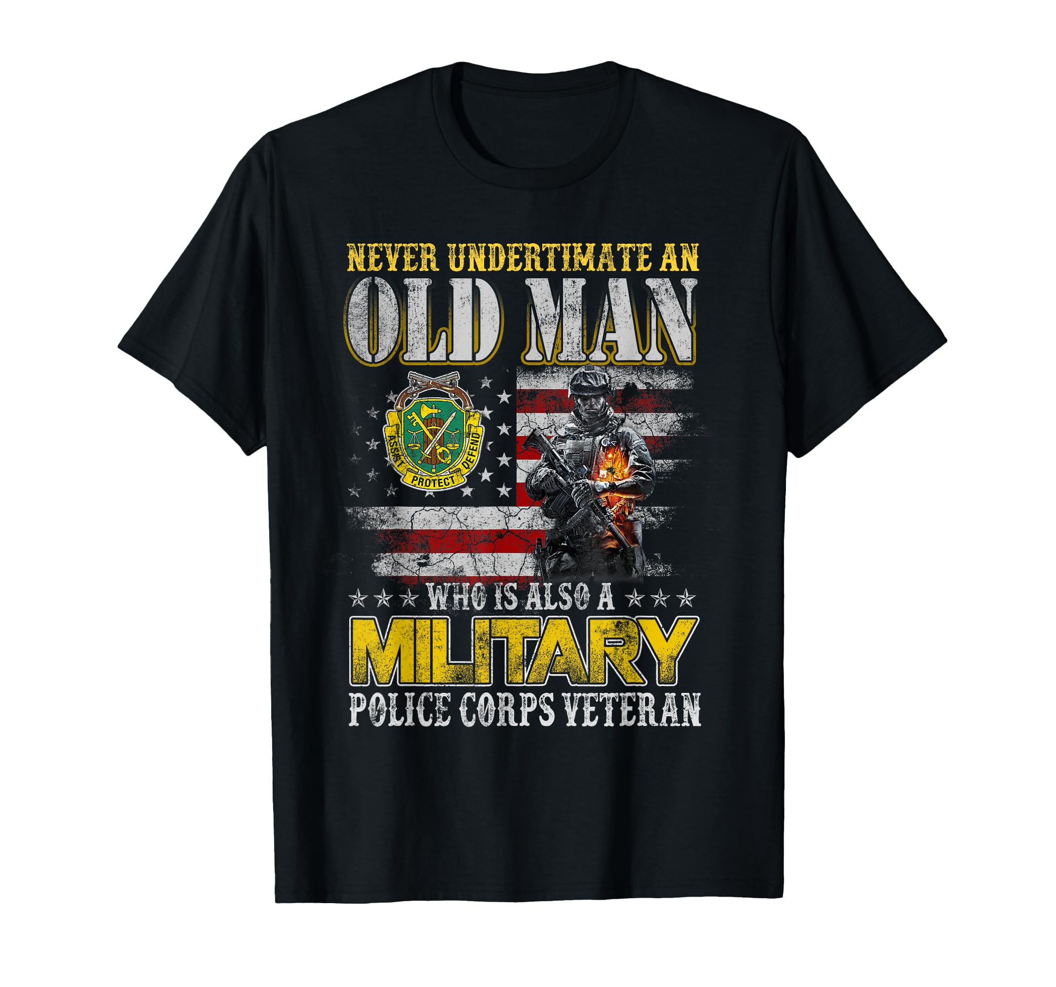 Never Underestimate Old Military T-Shirt - Aesthetic Graphic for Adults - T-Shirt, Sweatshirt, Hoodie