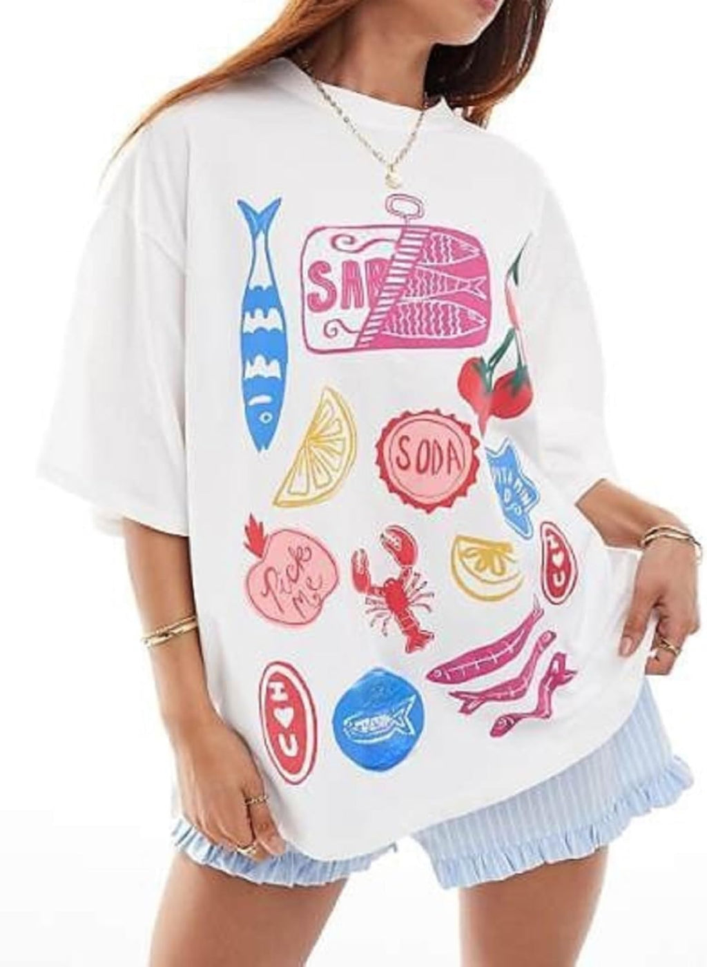 Women Oversized Graphic Tops Y2k Girsl Preppy Short - Adult & Kids T-Shirts, Sweatshirts & Hoodies apparel design preview 1