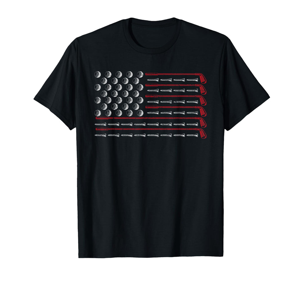 Patriotic American Golfer Gift Usa Flag T-Shirt - Custom Art Print Unisex - T-Shirt, Sweatshirt, Hoodie