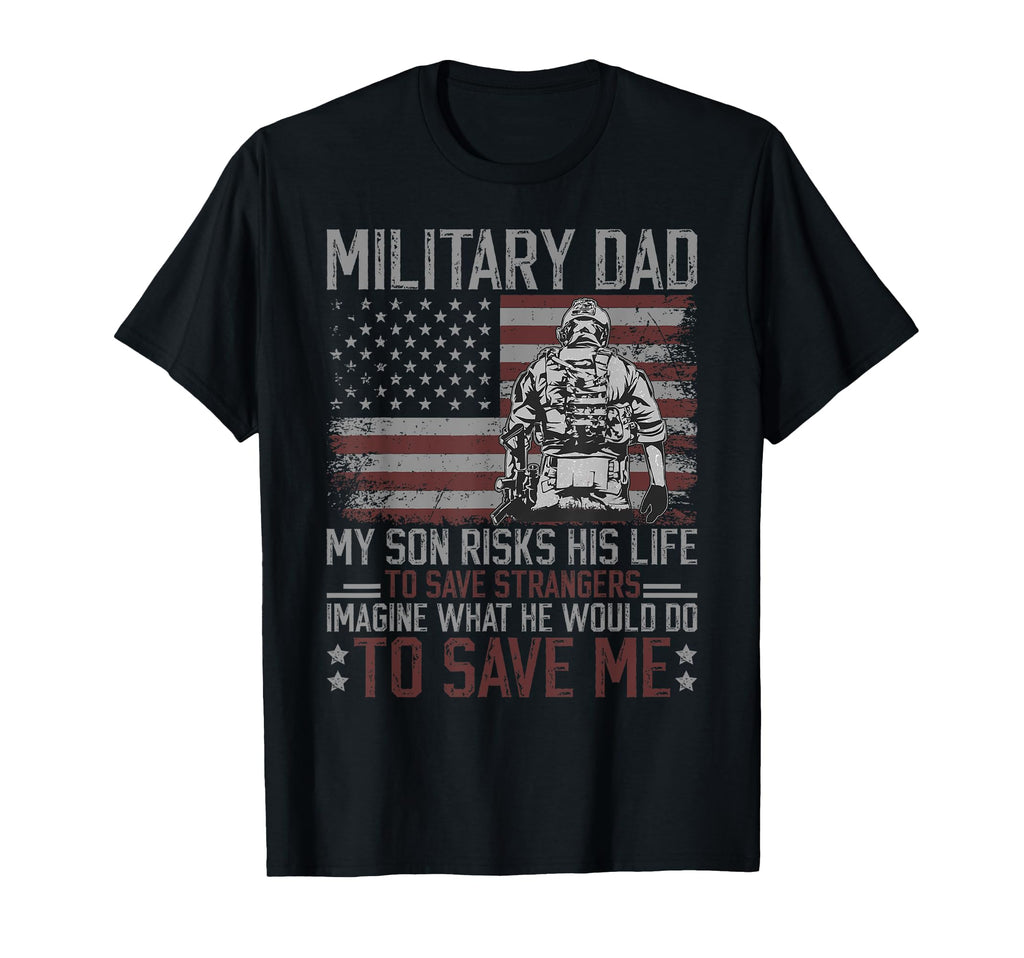 Proud Military Dad American Flag T-Shirt - Casual Everyday Wear for Adults - T-Shirt, Sweatshirt, Hoodie
