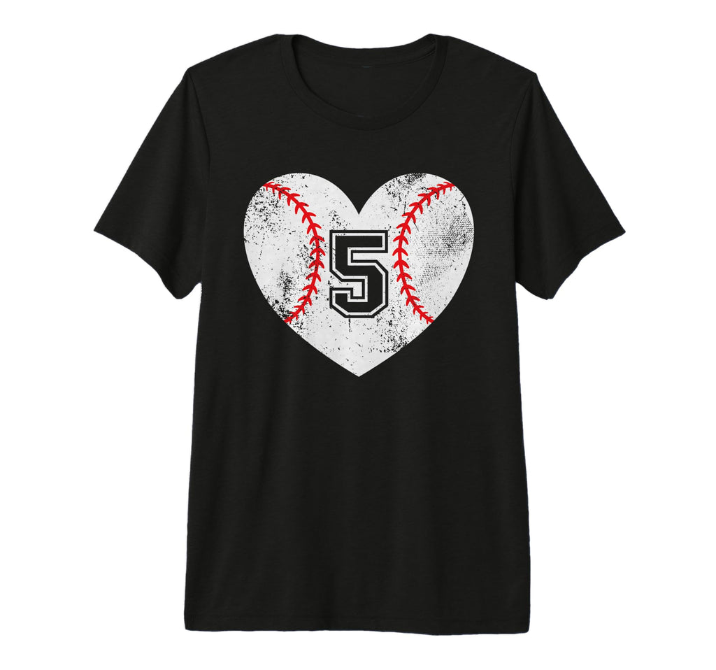 Baseball Heart Player 5 Baseball Mom T-Shirt - Casual Everyday Wear Unisex - T-Shirt, Sweatshirt, Hoodie
