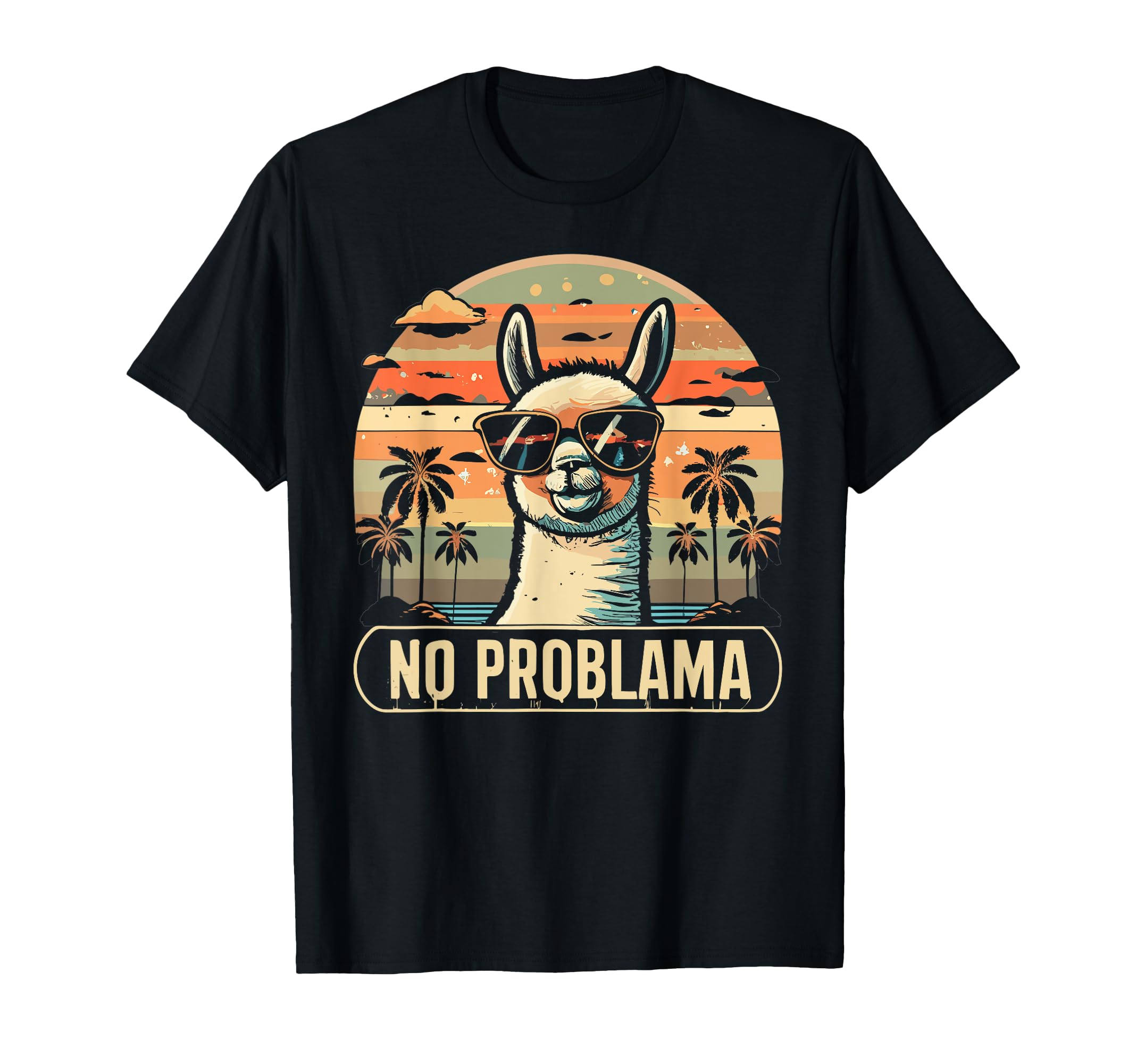 No Problama Llama Shades Fans Sunset T-Shirt - Graphic Print Unisex - T-Shirt, Sweatshirt, Hoodie